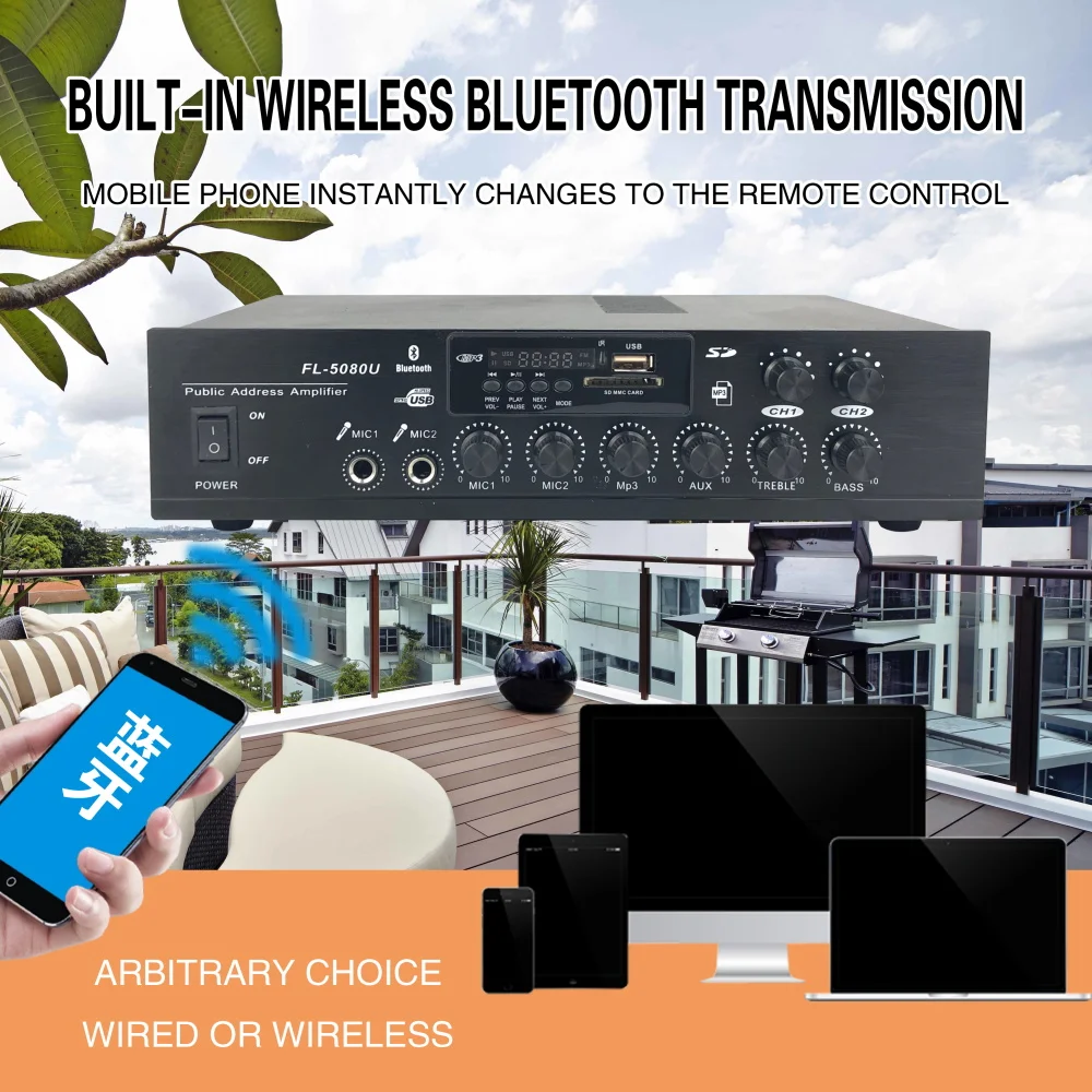 Bluetooth усилитель мощности 80 Вт 2 зоны|Усилители мощности| |