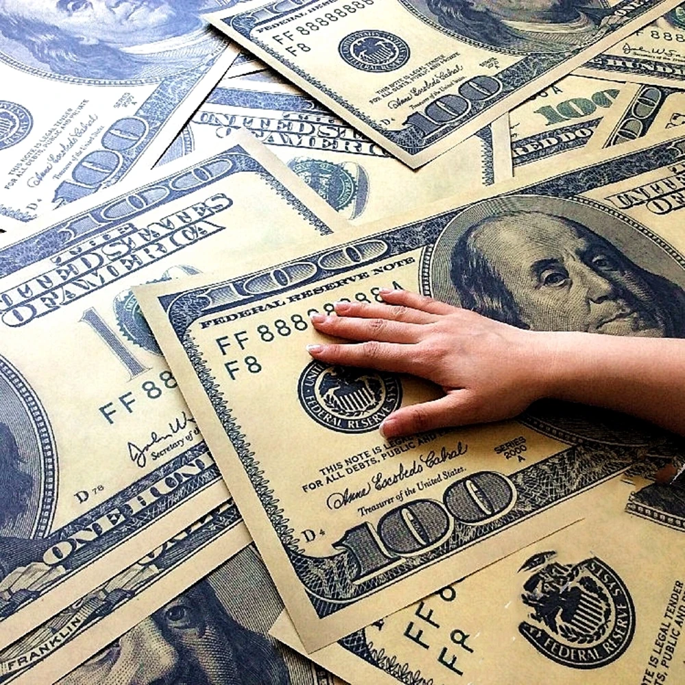 100 Dollars Posters HD Vintage Kraft Paper Printed Wall Art Pictures High Quality Hanging Painting Stickers Home Decoration | Дом и сад