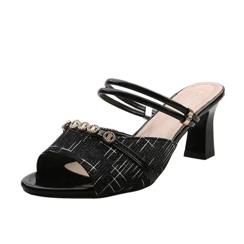 

Two wear sandals and slippers for women to wear in summer 2021 new spring fashion sandals female fairy high heels thick heels