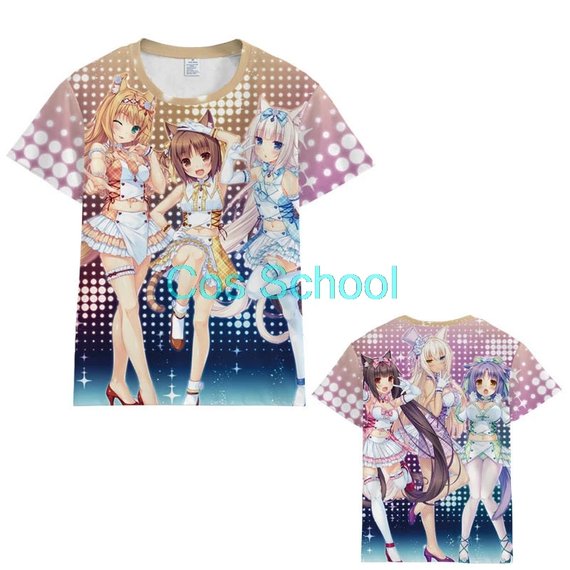 Cos School Nekopara футболка для косплея шоколадные Ванильные костюмы летние топы мужчин