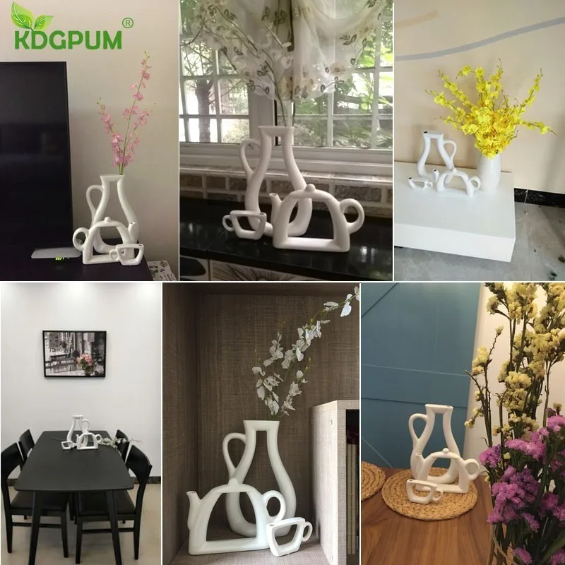 Белая керамическая ваза для цветов цветочный горшок модный современный стиль