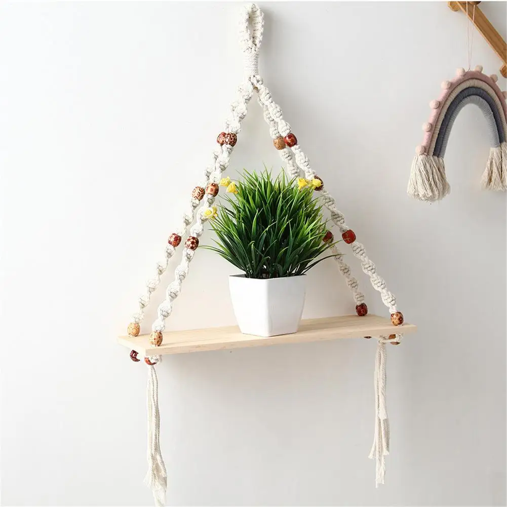 

Macrame Wall Hanging Tapestry Shelf Wall Decor Woven Bohemian Home Decoration Shelf 40X60cm