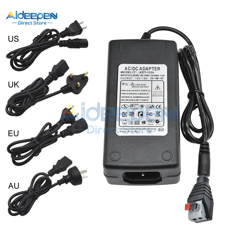 AC 100 240V 110V 220V DC/DC 12V 5A 50/60Hz Питание адаптер трансформатор Светодиодный драйвер