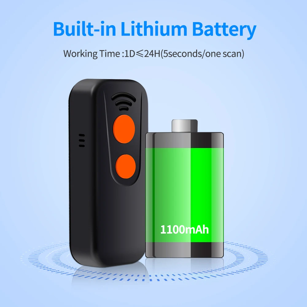 Сканер штрих-кода 3-в-1 1D считыватель BT 2 4G беспроводной USB-кабель светильник