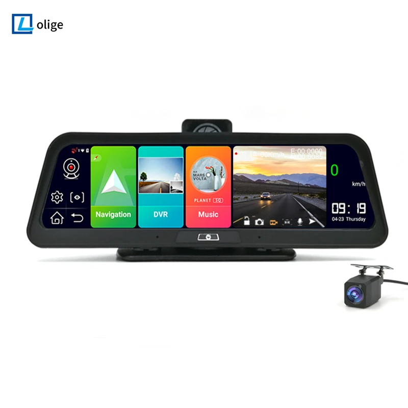 Автомобильный видеорегистратор 10 дюймов IPS 4G Wi Fi Android 8 1 ADAS FHD 1080P с двумя