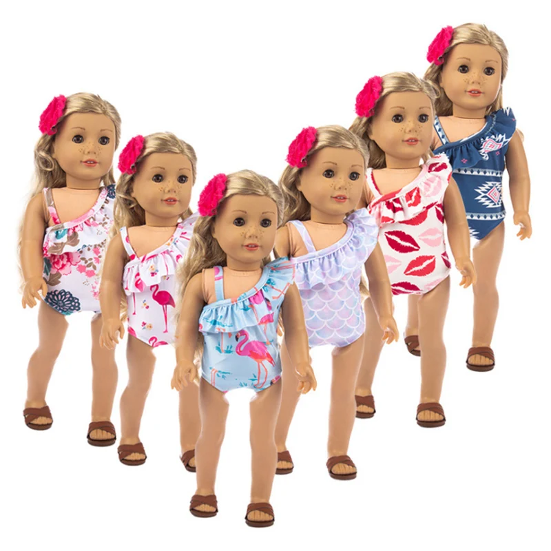 18 дюймов Кукла в купальнике фасон верхняя одежда для детей с рисунком из