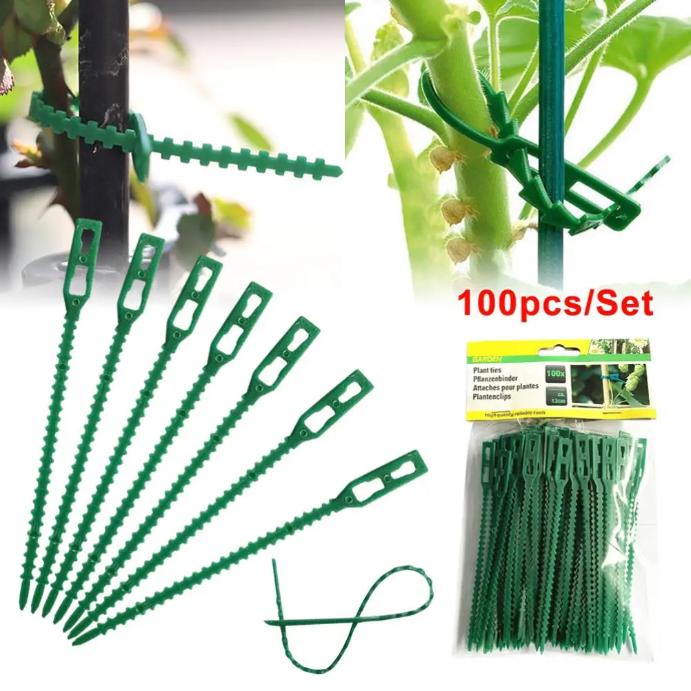 

100PCS Adjustable Plastic Plant Cable Ties Gardening Tools For Garden Tree Climbing Support Plant Vine Tomato Stem Clips