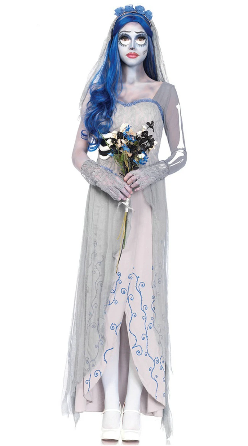 

Halloween Theme Cosplay Clothing Ghost Grim Reaper White Long Skirt Dress Costumes Anime Adult Christmas Get Together Party