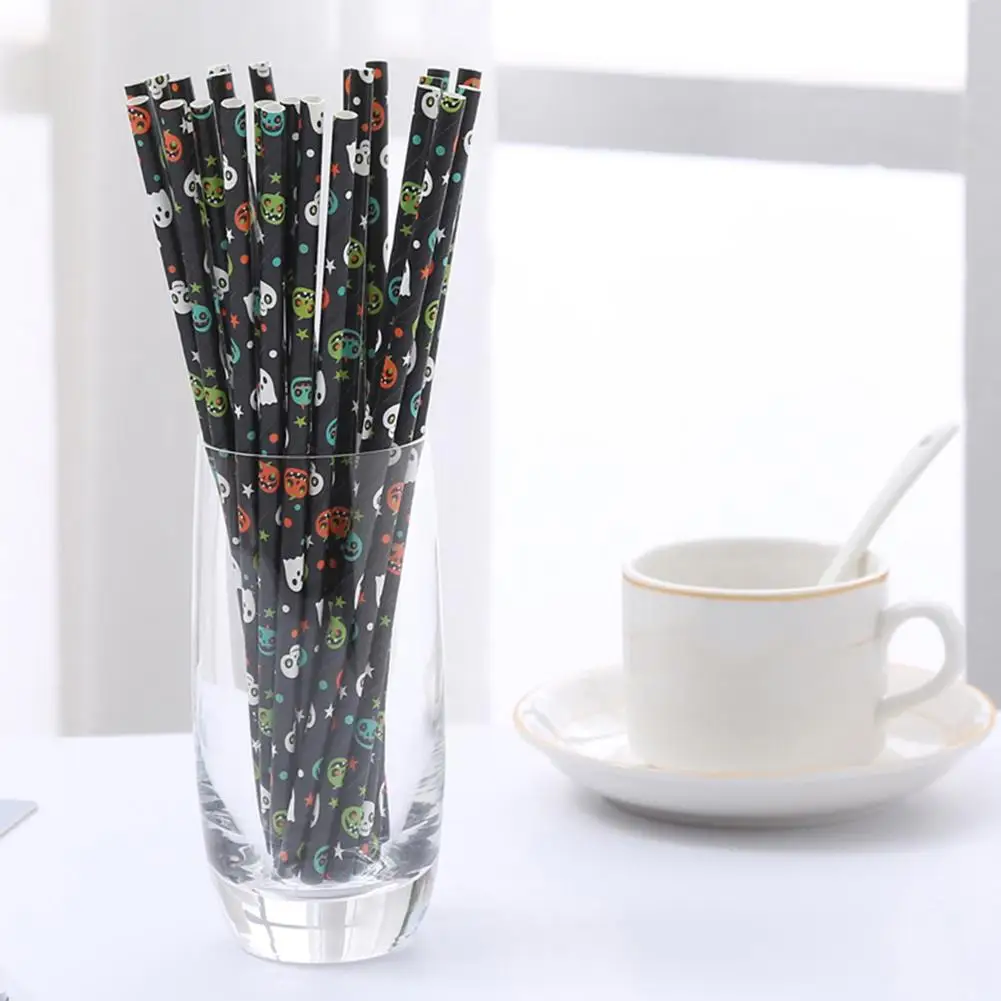 25 шт. соломенная бумага для Хэллоуина Тыква Призрак Череп Печать одноразовая