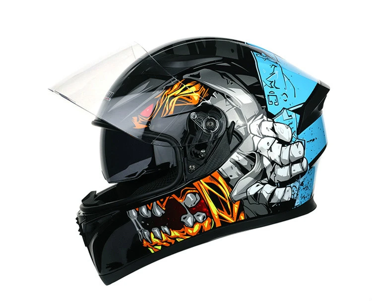 Новый стильный четырехсезонный мотоциклетный шлем с двойным экраном Blue Monster