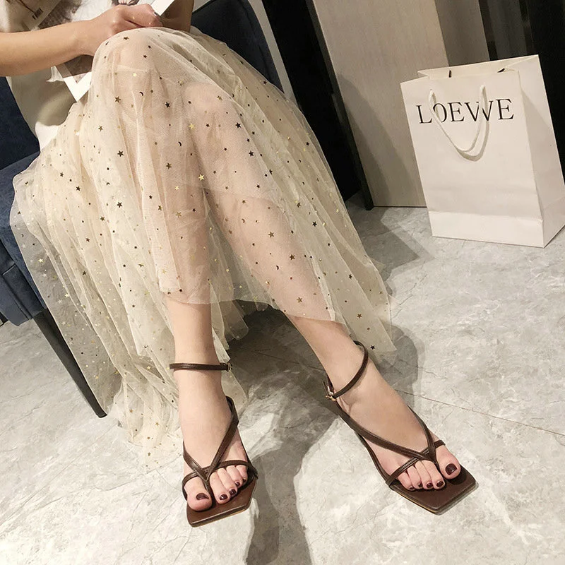 Женские босоножки с открытым носком сандалии на высоком квадратном каблуке со