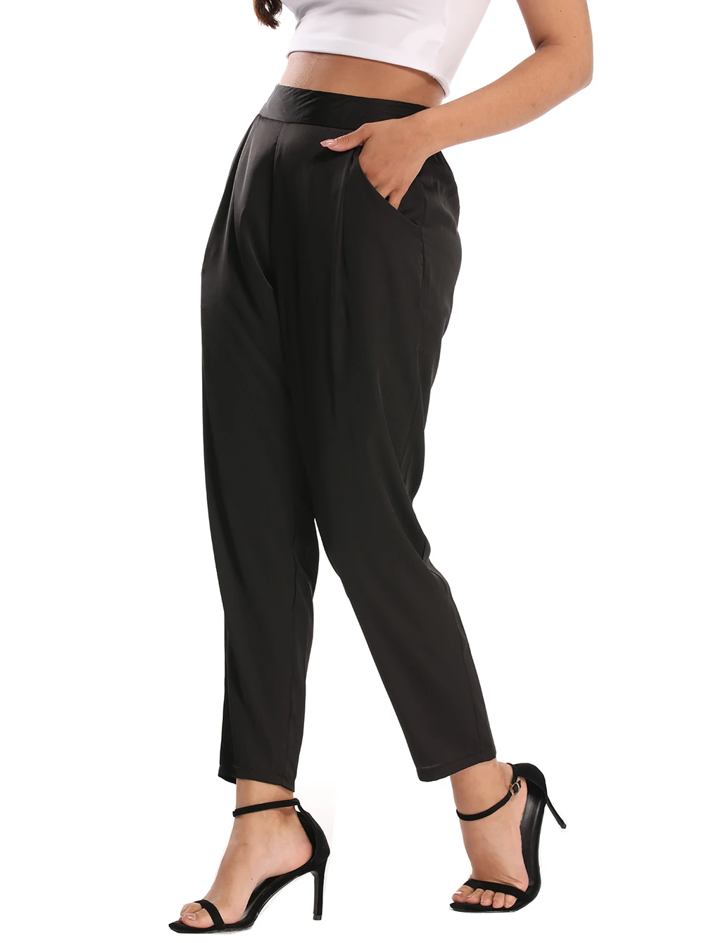 Женские брюки 2020 атласное шелковое платье повседневные плиссированные шаровары