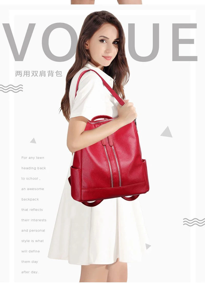 

2020 new fashion women's backpack high quality youth leather backpack girl school girl shoulder bag college student school bag