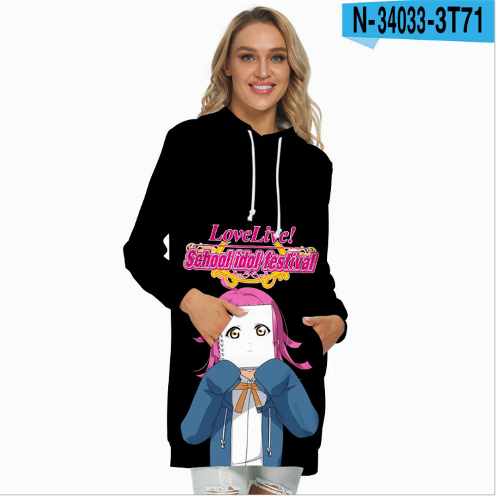 

3D Print LoveLive! Schoolidolproject Long sleeve dress hoodie wrap hip Add long women hoodie sports jumper hoodie female Hoodie
