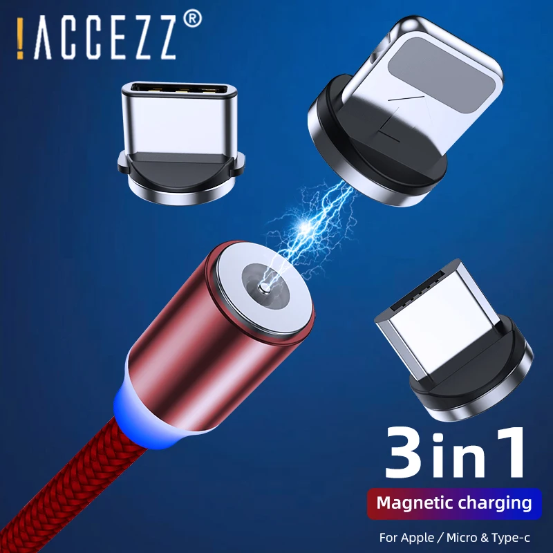 

!ACCEZZ LED Magnetic Charge Cable Lighting Phone Cable For iPhone X 7 8 6 6S Plus X 5 5S For iPad 4 5 6 Magnet Fast Charger 1M