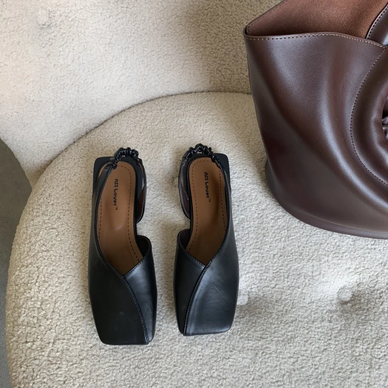 

2021 spring and summer new Korean version net red fashion back single shoes women's head low heel thick heel