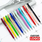 Металлическая шариковая ручка с логотипом на заказ, текстовая надпись, подарочная ручка в стройном стиле, рекламная ручка, школьные канцелярские принадлежности, доступно 14 цветов