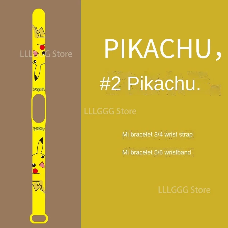 Ремешок для браслета Xiaomi Pokemon Pikachu мультяшный браслет Mi Band 3 4 5 6 силиконовый