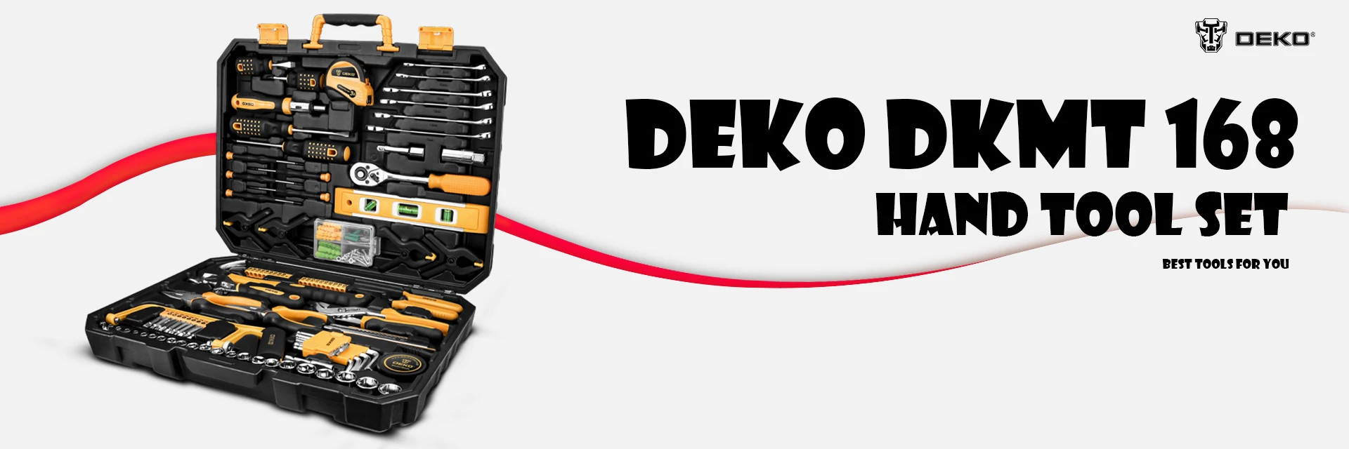 DEKO DKMT168 торцевой ключ набор инструментов авторемонт смешанный инструмент, комбинация, упаковка набор ручных инструментов с пластиковым ящиком для инструментов чехол для хранения
