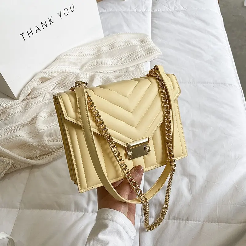 

2021New Ladies Messenger Bag Female Handbags and Purses Fashion Thread Strip Chain Shoulder Crossbody Bag for Women