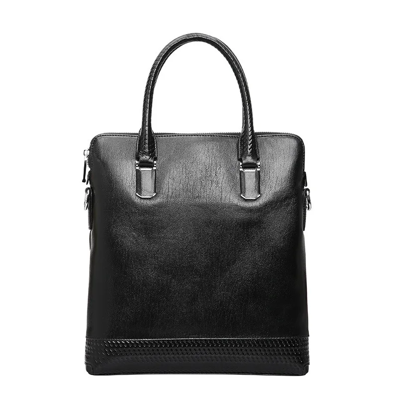 vertical black Роскошный дизайнерский мужской портфель maleta из натуральной кожи, сумка для ноутбука, Офисная деловая рабочая сумка, сумки через плечо, черные - Цвет: vertical black