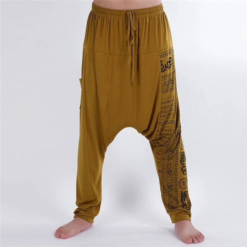 

Vintage Men Wide Leg Baggy Pants Elastic Loose Casual Pants Drawstring High Waist Male Muslim Baggy Pants Casual Trousers