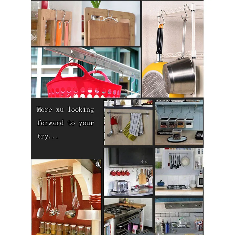 Multifunctional S-shaped hook large medium small strong load-bearing kitchen bedroom supermarket shelf | Дом и сад