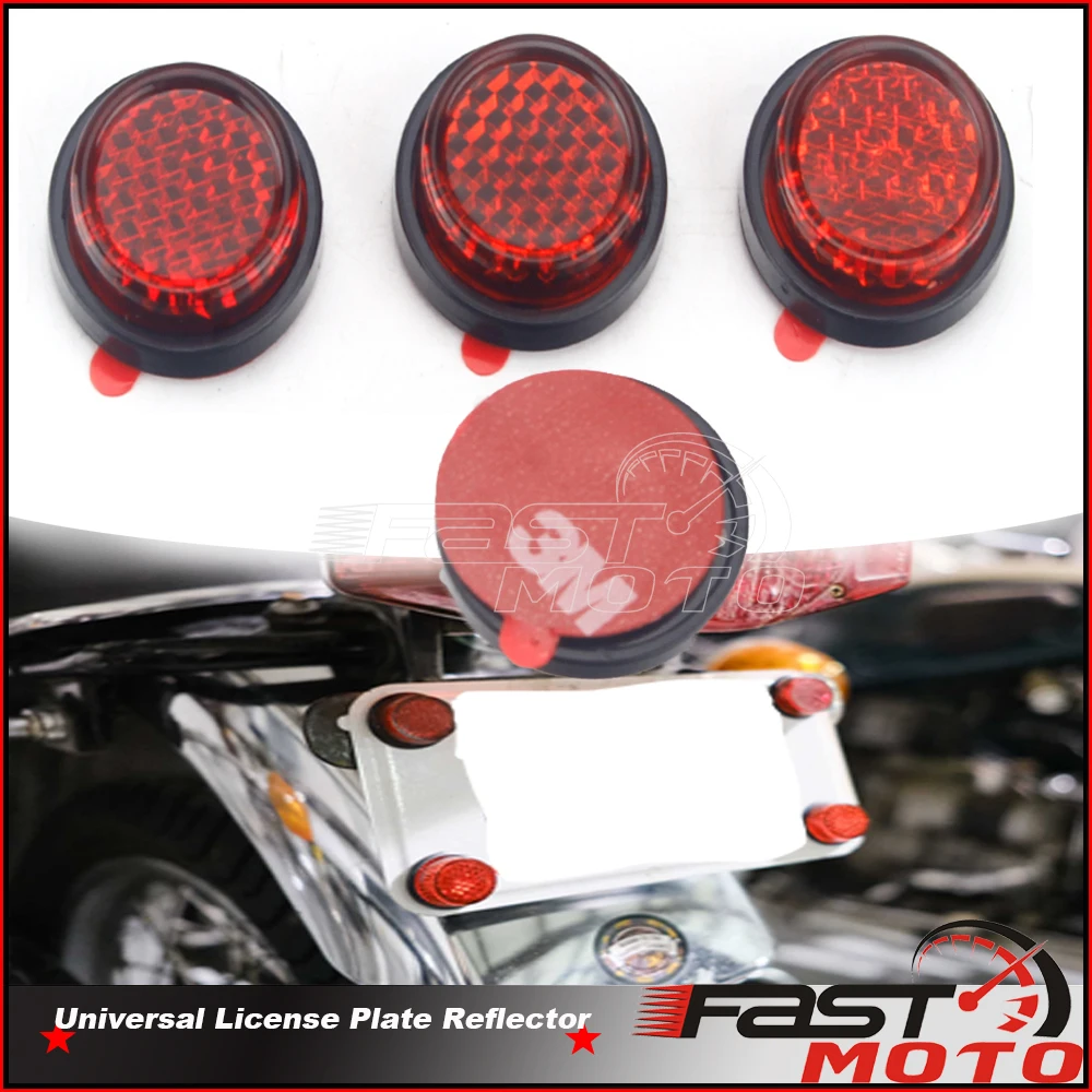 Motorcycle 20mm Red Rear Tail Number License Plate 3M Self Adhesive Universal Motorbike Stick On Round Mini Reflector For Honda