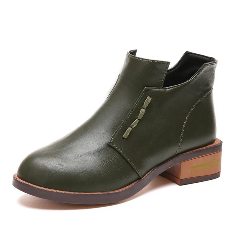 Женские ботильоны L круглый носок женские ботинки из искусственной кожи для