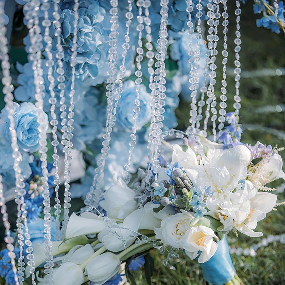 2019 New 30m AB Iridescent Acrylic Crystal Bead Thread Light White String Wedding Party Decorations Handmade Lighting Curtain | Дом и сад