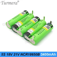 turmera 5s 18650 battery 3400mah 6800mah 18v 21v battery pack for screwdriver battery weld soldering strip customize battery