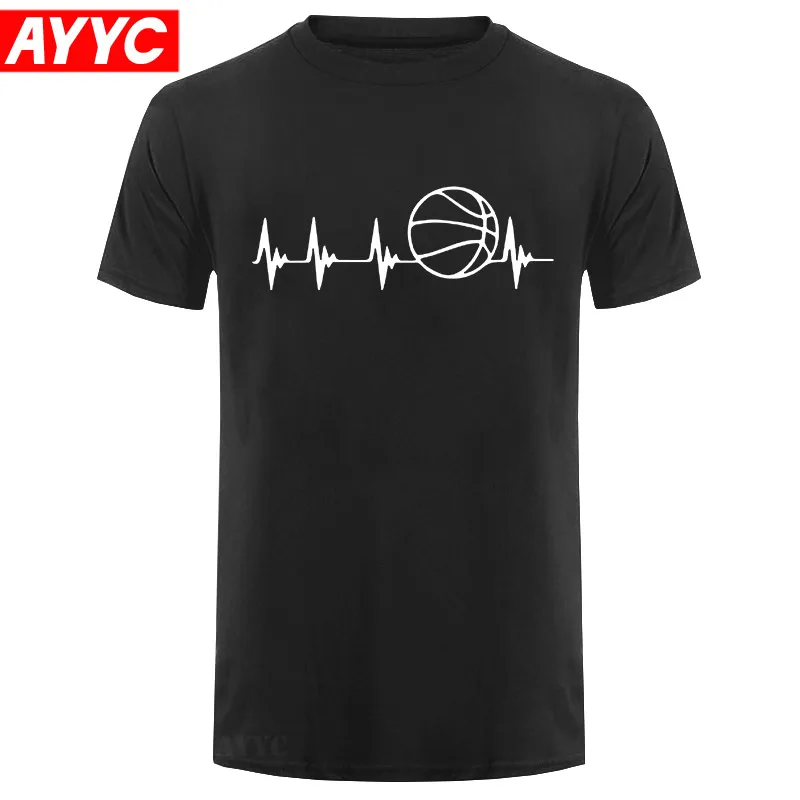 

New Fashion Short Sleeve T Shirt Cotton Men Heartbeat Of Basketballer Printed T Shirt Funny Gift Tee For Men