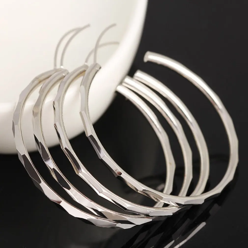 Женские ювелирные изделия серебряные серьги гвоздики большие круглые кольца