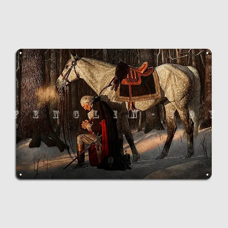 Джордж Вашингтон молитва в долине кузница металлический знак кинотеатр кухня