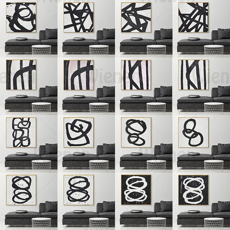 Абстрактная краска холст настенная черно белая каллиграфия Постер и печать для