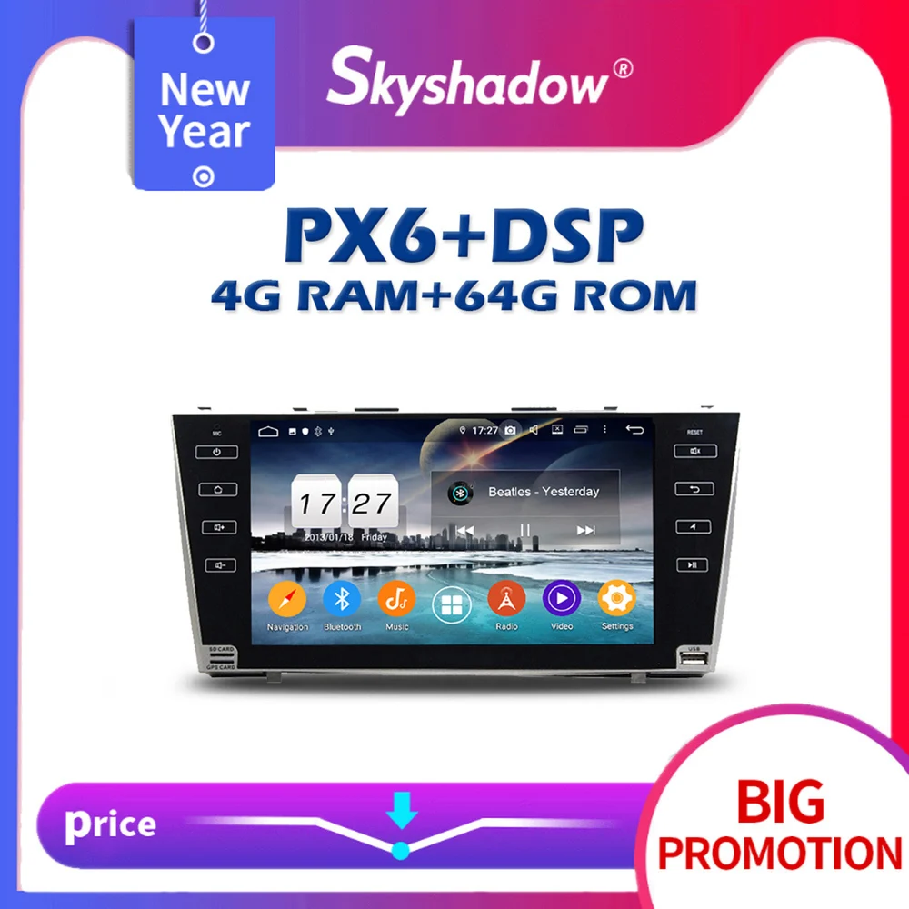 720P PX6 автомобильный DVD мультимедийный плеер DSP Android 10 4 Гб + 64 IPS Wifi RDS радио GPS карта