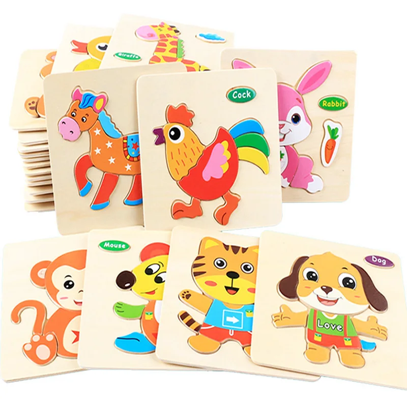 

Baby Toys Wooden Puzzle Cartoon Animal/Traffic Intelligence Jigsaw Puzzle Toys Early Educational Toys for Children Kids Gifts