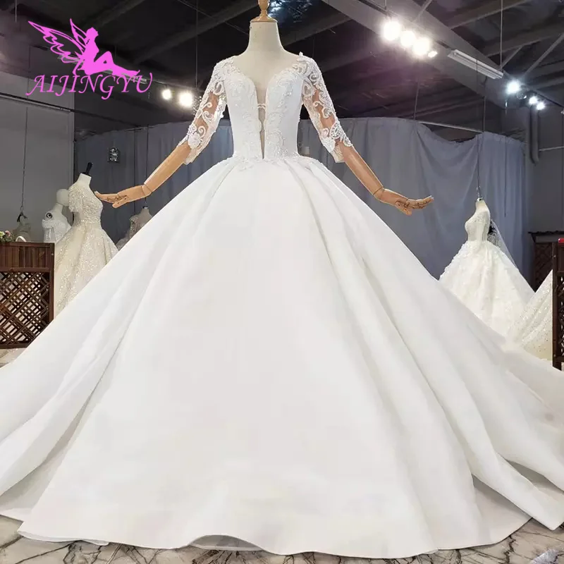 

AIJINGYU Wear Dresses Islamic Gowns Gray Dubai Overskirt Hawaiian Free Shipping Gownes Hot Rose Wedding Dress