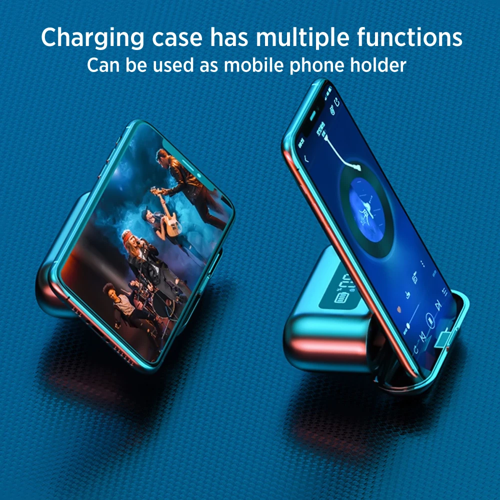 

TWS Earphones 2200mAh Charging Case Bluetooth Wireless Noise Cancelling Earbuds Finger Touch Control Auto Pairing LED Indicator