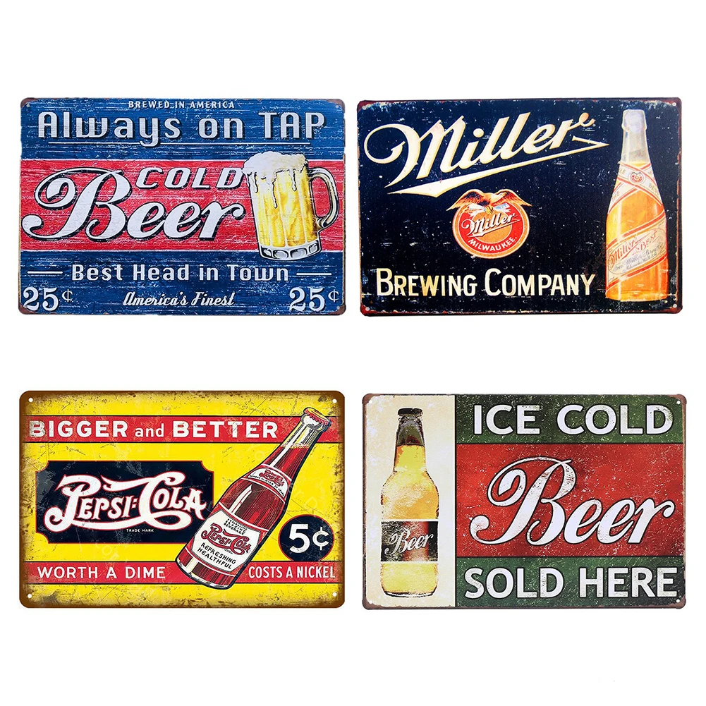 

Vintage Metal Tin Signs Motorcycle Posters Beer Wall Sticker for Club Pub Bar Home Wall Decor Farmhouse Shop Decorations Plates