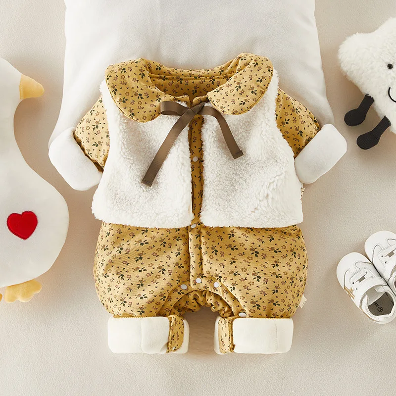 

2020 Winter Jumpsuit Baby Newborn Plus velvet snowsuit Snow Wear Coat Boy Warm Romper down Cotton Girl clothes Bodysuit