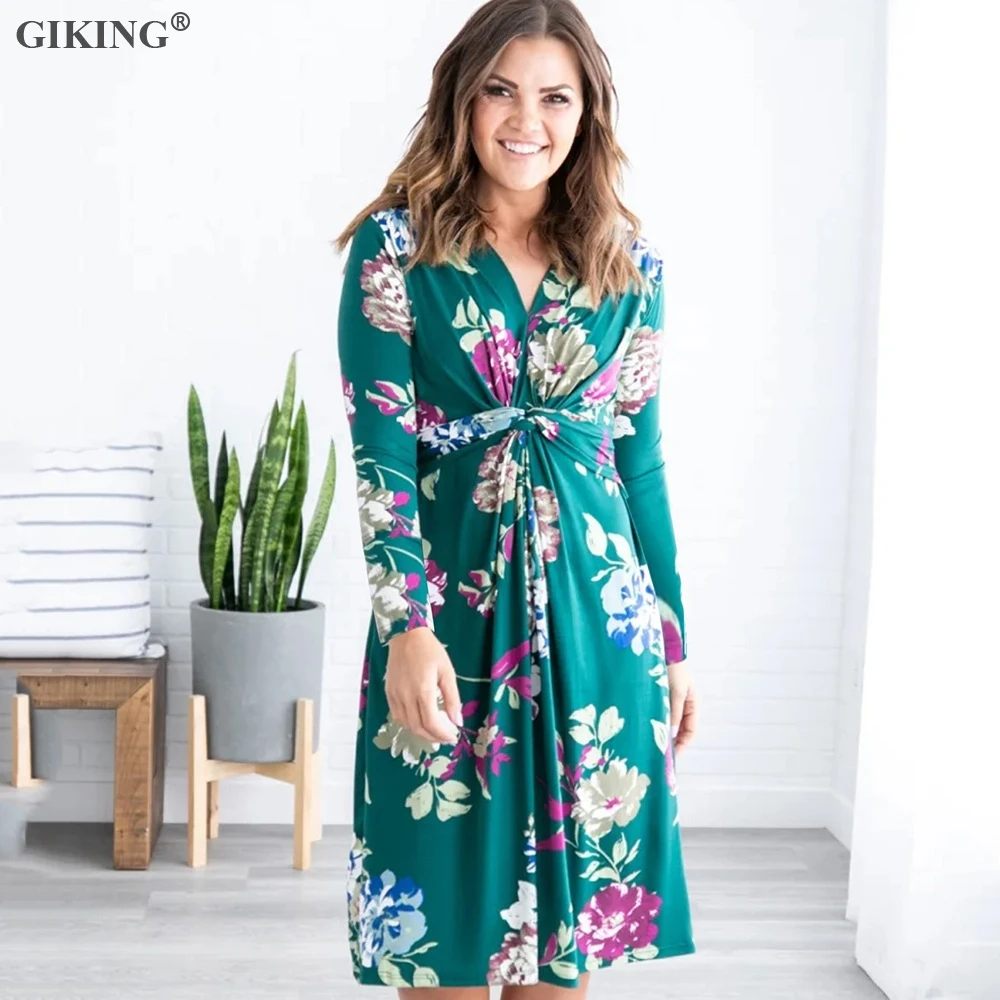 GIKING/женская одежда в винтажном стиле женское платье 2019 с длинным рукавом