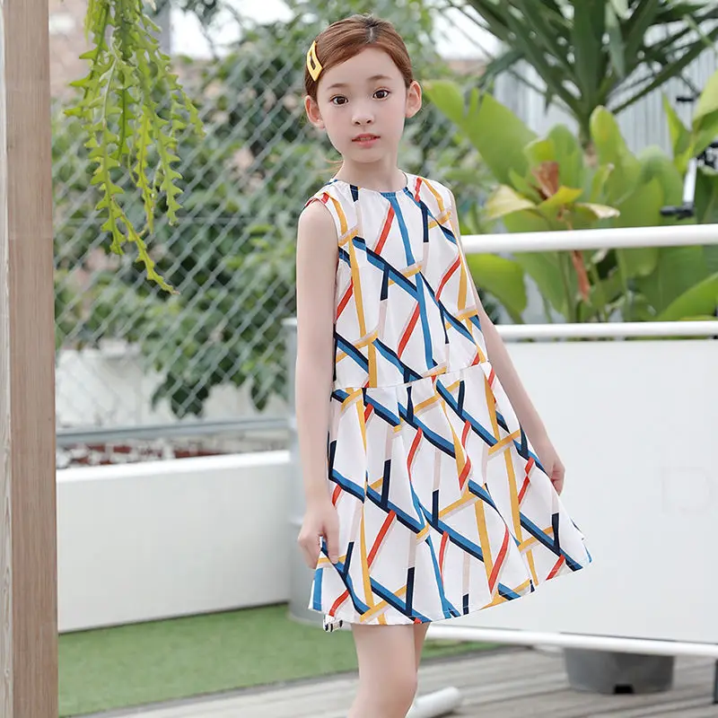 

2021 Summer Children Fashion Clothing Princess Kids Dresses for Girls Casual Wear Printed Dress Baby Girls Dress Vestidos D671