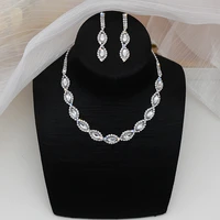 wedding bride jewelry sets accessories simple geometric crystal rhinestone necklace earrings for women 2021 new