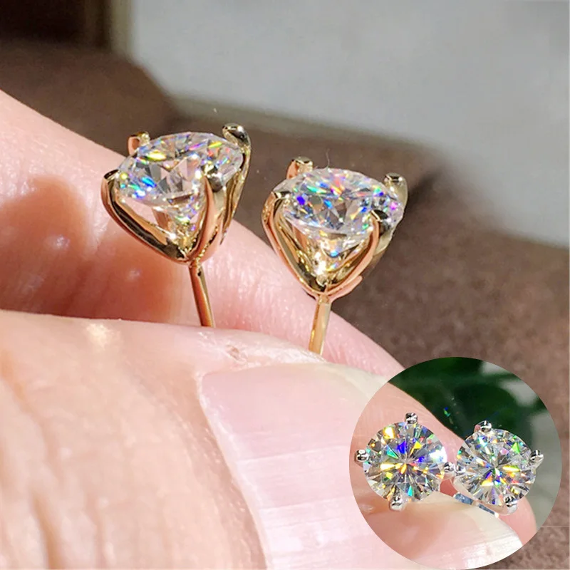 

Fashion Women Zircon Stud Earrings Classic Men Gold Earring Jewelry for Female Gift Aretes De Mujer Modernos 2020 40M165