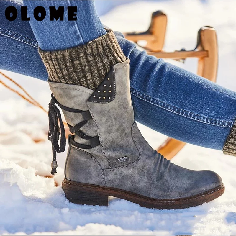 Женские зимние ботинки теплые женские из натуральной кожи до середины икры на