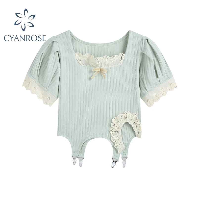 Женские топы с квадратным вырезом и коротким рукавом лето 2021 новые корейские