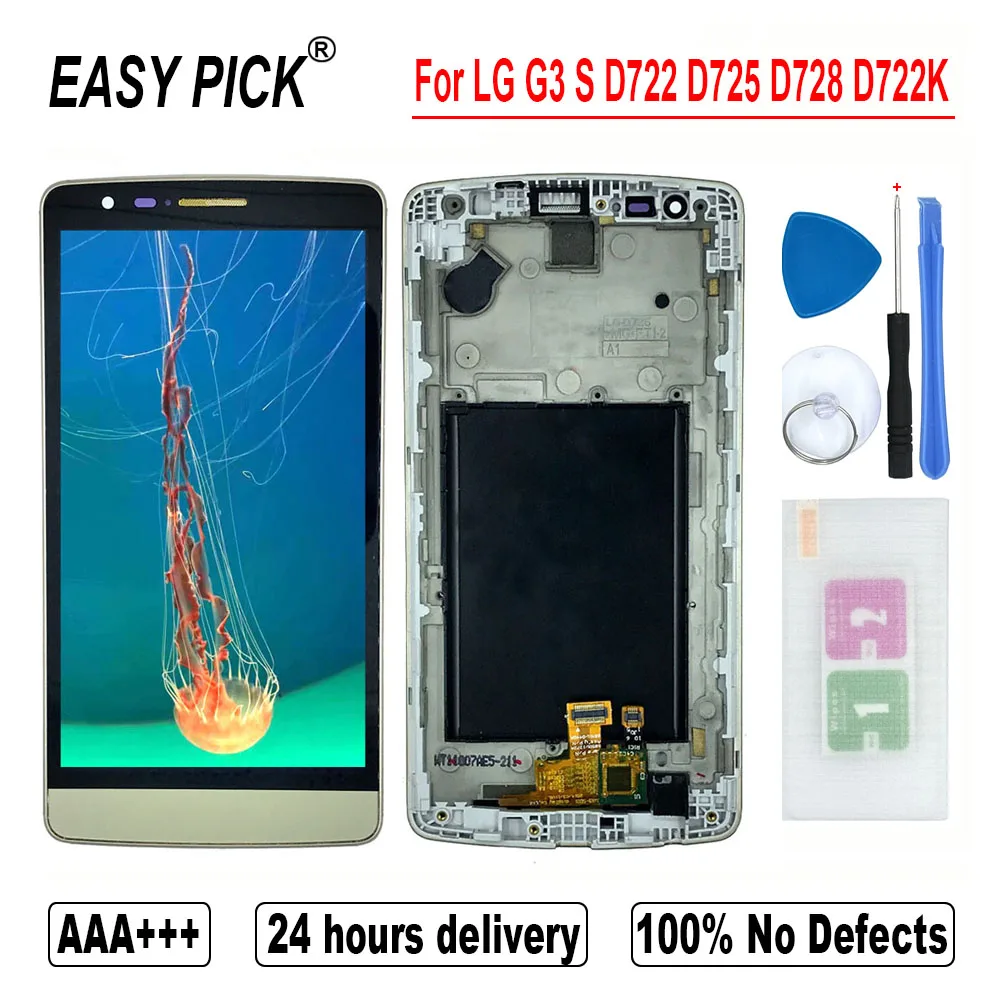 Для LG G3 S D722 D725 D728 D722K ЖК-дисплей Дисплей кодирующий преобразователь сенсорного экрана в сборе бесплатные инструменты для LG G3 мини