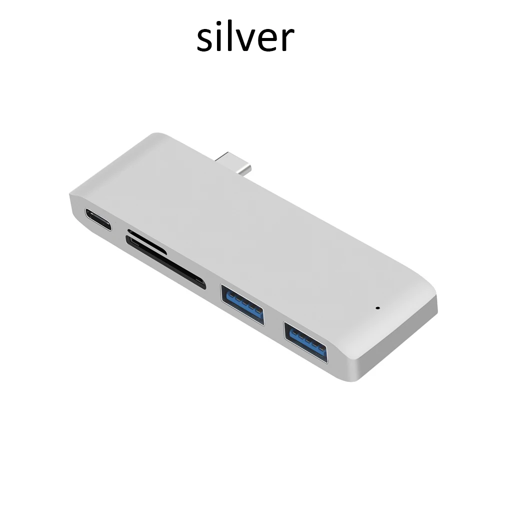 5 в 1 высокоскоростной USB C 3,1 type C концентратор питания PD-power USB 3,0 комбо-разветвитель SD/TF кардридер для MacBook 12 дюймов Dell - Цвет: Серебристый