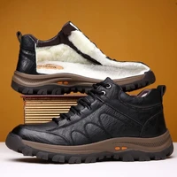 running sports shoes autumn winter 2021 mens outdoor breathable leather sneakers non slip lace up hiking travel shoes men